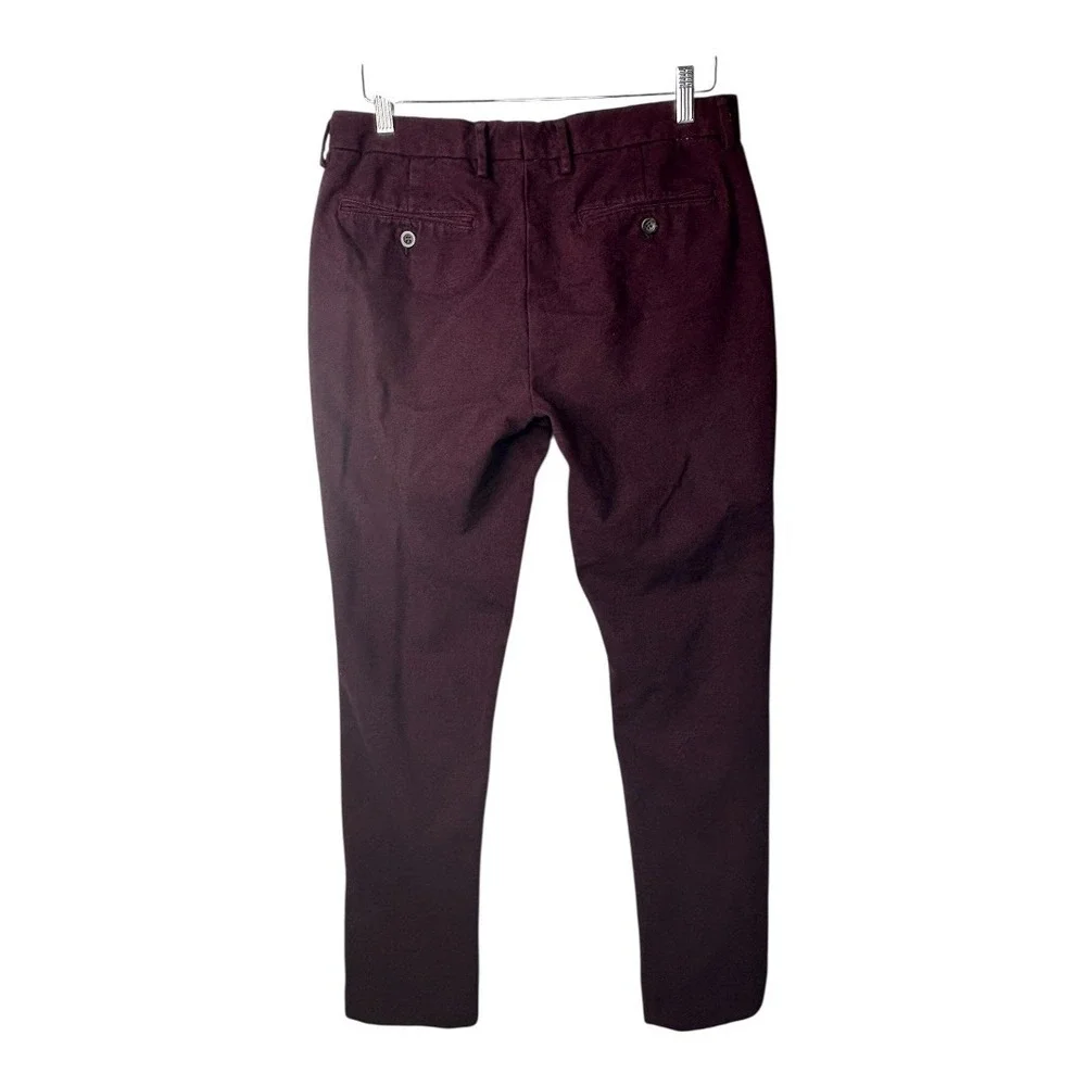 Old Navy Signature Slim Chino Pants‎ Mens 32x32 Maroon Burgundy Cotton Blend